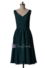 In stock,ready to ship - short deep v-neckline chiffon bridesmaid dresses (bm5196s) - (rich peacock)