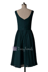 In stock,Ready to Ship - Short Deep V-Neckline Chiffon Bridesmaid Dress (BM5196S) - (Rich Peacock)