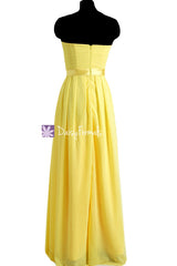 Strapless Chiffon Bridesmaid Dress Full Length Yellow Formal Dress(BM4031)