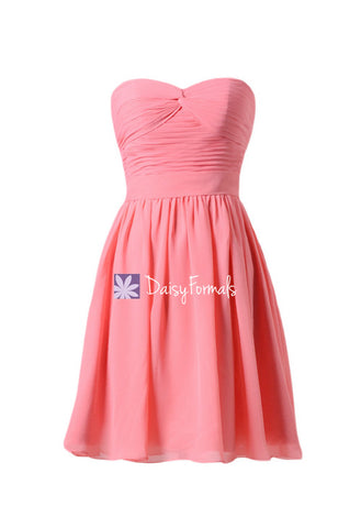 Light Coral Bridesmaids Dress Cocktail Chiffon Party Dress Birthday Party Dress (BM4044)