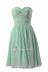 Lovely mint green chiffon cocktail dress short sweetheart cheap bridesmaid dresses(bm4044)