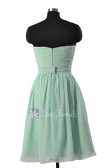 Lovely Mint Green Chiffon Cocktail Dress Short Sweetheart Bridesmaid Dress(BM4044)