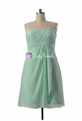 Beautiful mint chiffon bridesmaids dress short empire chiffon formal party dresses (bm4046s)
