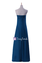 Empire Peacock Blue Chiffon Dress Long Peacock Bridesmaids Dress (BM4056)