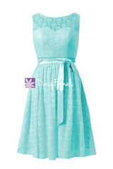Light aqua lace bridesmaid dress scoop neckline lace party dress formal dress (bm43225)