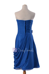 Modern sweetheart bridesmaid dress asymmetrical electrical blue party dresses (bm437)