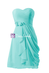 Modern sweetheart bridesmaid dress asymmetrical electrical blue party dress (bm437)