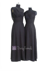 Long black evening dress floor length one shoulder latest bridesmaid dress formal dress(bm452l)