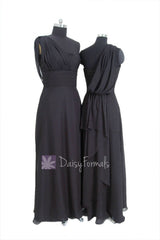 Long black evening dress floor length one shoulder latest bridesmaid dress formal dresses(bm452l)