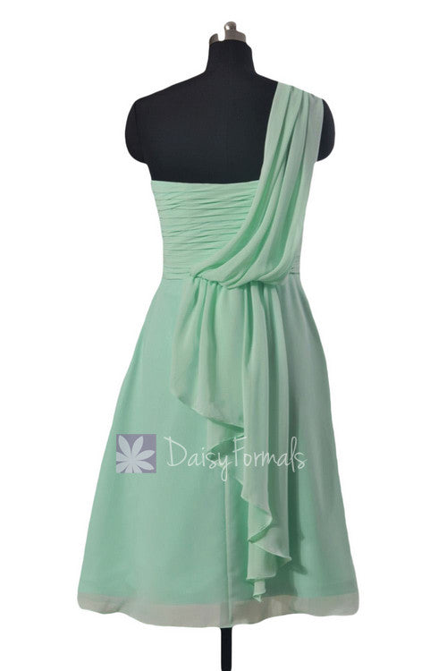 Short Vintage Party Dress Mint One Shoulder Chiffon Bridesmaid Dress C – DaisyFormals-Bridesmaid and Formal Dresses in 59+ Colors