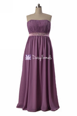 Pale lilac maternity prom dress beading lilac maternity bridesmaid dresses (bm472)