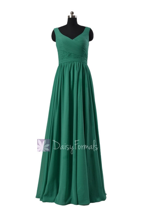Jade Green Chiffon Bridal Party Dress Long V-Neckline Pleated Elegant Long Formal Dress(BM5196L) DaisyFormals-Bridesmaid and Formal Dresses in 59+ Colors Jade Green Chiffon Bridal Party Dress Long V-Neckline Pleated Elegant Long Formal Dress(BM5196L) DaisyFormals-Bridesmaid and Formal Dresses in 59+ Colors