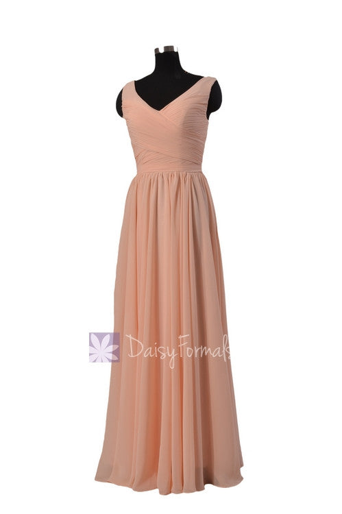 Qualty Nude Color Formal Bridesmaid Dress Floor Length Chiffon Party Dress W/V-neck(BM5196L) DaisyFormals-Bridesmaid and Formal Dresses in 59+ Colors Qualty Nude Color Formal Bridesmaid Dress Floor Length Chiffon Party Dress W/V-neck(BM5196L) DaisyFormals-Bridesmaid and Formal Dresses in 59+ Colors