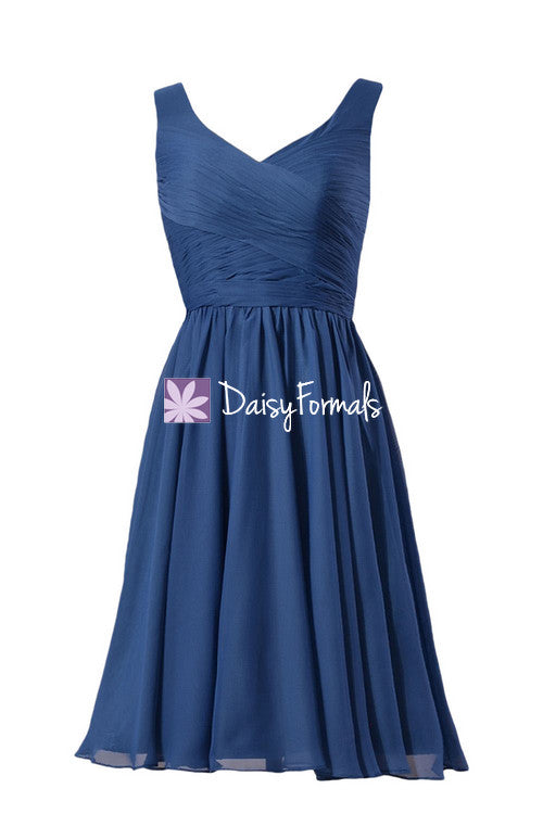 Sophisticated Blue Chiffon Dress Short Prussian Blue Bridesmaid Dress DaisyFormals-Bridesmaid and Formal Dresses in 59+ Colors Sophisticated Blue Chiffon Dress Short Prussian Blue Bridesmaid Dress DaisyFormals-Bridesmaid and Formal Dresses in 59+ Colors