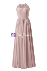 Vintage chiffon party dress long unique bridesmaid dress illusion formal dress (bm5197l)