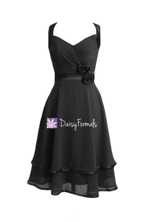 Halter Black Party Dress Full A Line Short Black Bridesmaids Dresses ( DaisyFormals-Bridesmaid and Formal Dresses in 59+ Colors Halter Black Party Dress Full A Line Short Black Bridesmaids Dresses ( DaisyFormals-Bridesmaid and Formal Dresses in 59+ Colors