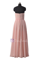 Strapless Chiffon Beach Wedding Dress Floor Length Pink Bridesmaid Dress(BM550)