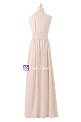 Khaki bridesmaids dress long champagne chiffon party dress bridesmaids dresses (bm5742)