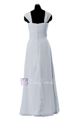Silver bridesmaid dress long silver grey formal dress elegant evening dresses (bm732)