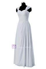 Silver bridesmaid dress long silver grey formal dress elegant evening dress (bm732)