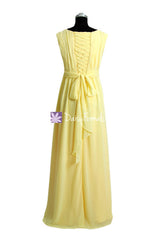 Banana Junior Bridesmaids Dress Long Banana Yellow Modest Junior Bridesmaid Dress (FL628)