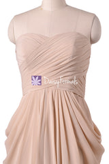 Apricot chiffon party dress knee length unique bridesmaids dress beach wedding party dresses (bm643s)