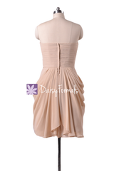 Apricot Chiffon Party Dress Knee Length Bridesmaids Dress Beach Wedding Party Dress (BM643S)