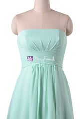Mint amazing a-line cheap bridesmaid dress short strapless chiffon prom dresses (bm718)
