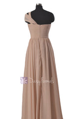 Peach Floor Length Chiffon Bridesmaid Dress Ice Apricot Formal Dress w/ Straps(BM731L)