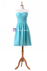 Aqua blue strapless chiffon party dress cocktail green blue beach wedding dresses (bm731ats)