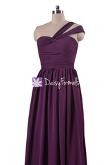 Grap chiffon women party dress long plum chiffon bridesmaids dresses beach wedding (bm731l)