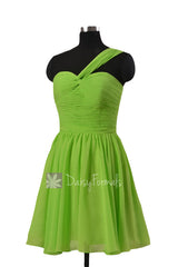Yellow Green Chiffon Mini Skirt Bridesmaid Dress Bridal Party Dress(BM731N)