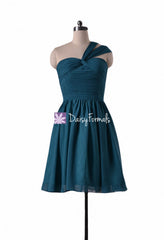 Beautiful mini bridesmaids dress rich teal cocktail chiffon party dresses (bm731n)