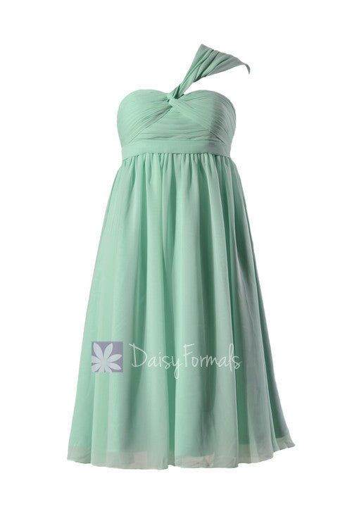 Mint empire knee length chiffon bridesmaid dress mint maternity bridal party dress online(bm731em)