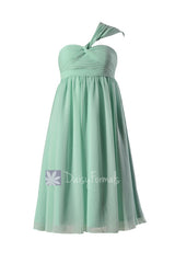 Mint empire knee length chiffon bridesmaid dress mint maternity bridal party dress online(bm731em)