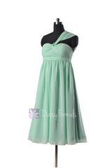 Mint empire knee length chiffon bridesmaid dress mint maternity bridal party dresses online(bm731em)