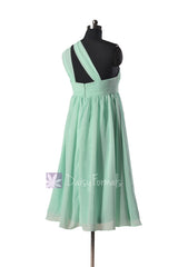 Mint Empire Knee Length Chiffon Bridesmaid Dress Mint Maternity Bridal Party Dress(BM731EM)