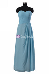 Powder Blue Chiffon Bridesmaid Dress Floor Length Customized Bridesmaids Dress (BM732LS)