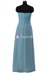 Powder Blue Chiffon Bridesmaid Dress Floor Length Customized Bridesmaids Dress (BM732LS)
