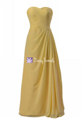 Elegant banana bridesmaid dresses custom long chiffon dress yellow wedding party dress (bm732ls)