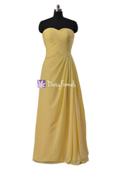 Elegant Banana Bridesmaid Dresses Custom Long Chiffon Dress Yellow Wedding Party Dress (BM732LS)
