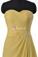 Elegant banana bridesmaid dresses custom long chiffon dress yellow wedding party dresses (bm732ls)