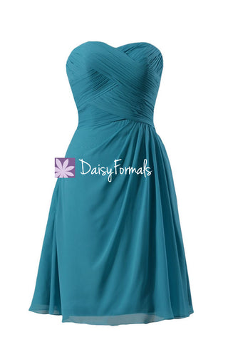 Fine Chiffon Bridesmaid Dress Sweet-heart Cyan Party Wears (BM732S)