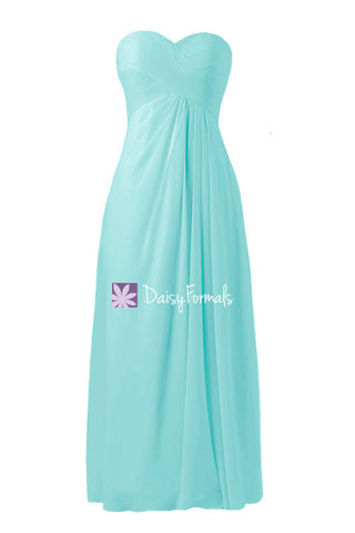 Robin Egg Blue Bridesmaids Dress Long Light Blue Chiffon Party Dress Turquoise Blue Formal Dress (BM7712)