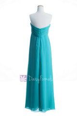 Fabulous long chiffon prom dress sweetheart teal bridesmaid dresses(bm7712)
