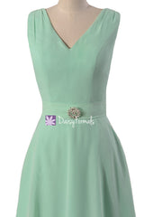 Mint Green Chiffon Wedding Party Dress V neckline Sexy Prom Cocktail Party Dress (BM7732)