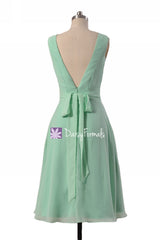 Mint Green Chiffon Wedding Party Dress V neckline Sexy Prom Cocktail Party Dress (BM7732)