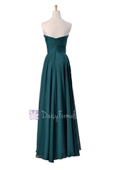 Elegant long sweetheart chiffon bridesmaid dress dark teal formal dresses(bm7860)