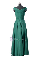 Classic turquoise party dress long off-shoulder unique bridesmaid dress chiffon evening dresses(bm7888)