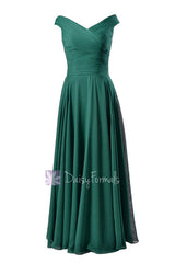 Vintage off-shoulder elegant bridesmaid dress long rich peacock formal dress(bm7888)